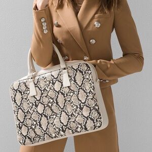 White House Black Market Snakeskin Travel Bag - Black and Cream